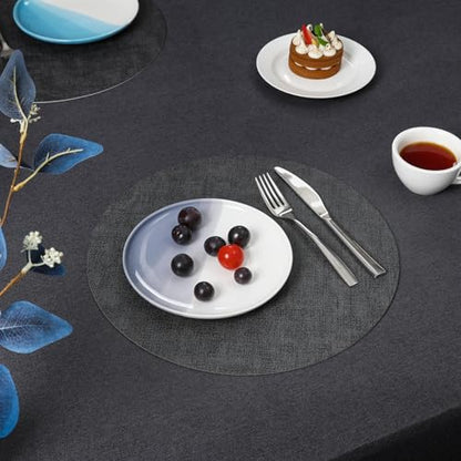 Myir JUN 14" Round Placemats Set of 4, Reversible Dual-Color Place Mats - color: Gray