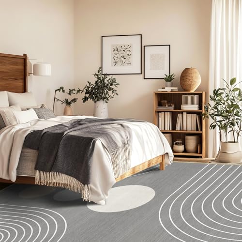 8x10 Boho Area Rug Living Room Modern Geometric Abstract Rug Washable Grey - color: Grey, size: 10' x 8' (Rectangular)