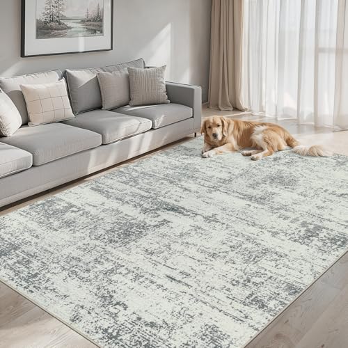 PLHXFR 8x10 Area Rug Living Room: Modern Abstract Washable Carpet Grey - color: Grey, size: 8' x 10' (Rectangular)