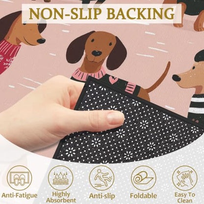 Pink Dachshund Dog Bath Mat Rug, Door Mat Doormat Entrance Non-Slip Bathroom Rugs for Entryway Bathroom Kitchen 17 x 30 Inch - color: Pink Dachshund Dog