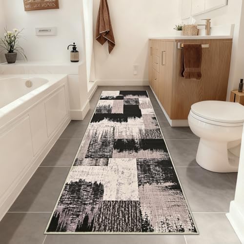 Yinhua Geometric Runner Rug 2x7 Modern Hallway Runner Rug for Kitchen Brown - color: Chocolate Brown, size: 2' x 7'