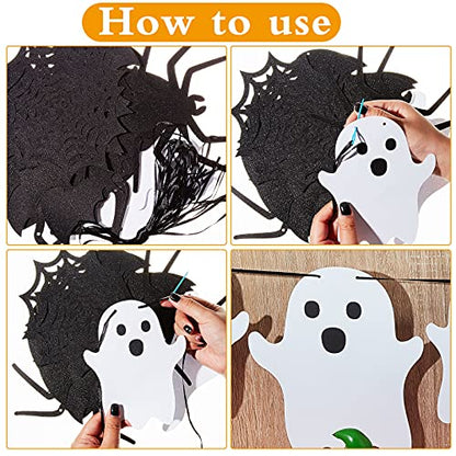 39 Pieces Halloween Decorations Black Glittery Bat Banner Spider Ghost Garland 3D Bat Wall Stickers for Halloween Party Haunted House Decoration Indoor Outdoor Mantel Supplies