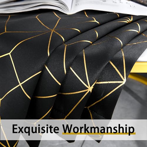 Beauoop Black Gold 100% Blackout Curtains for Bedroom 50x63 2 Panels - color: Black/Gold, size: 50"W x 63"L (Pack of 2)