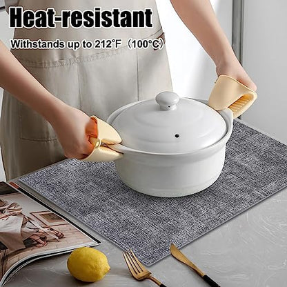 Homaxy PU Faux Leather Placemats for Dining Table, Set of 6, Black & White - color: Black & White