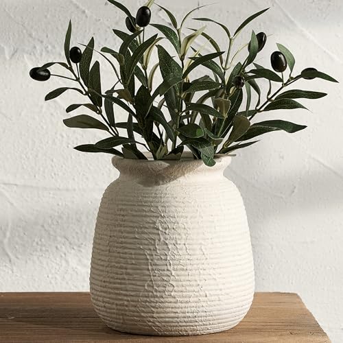 Ceramic Flower Vases Home Decor, Rustic Farmhouse Decorative Vase Pottery Wide-Mouth Vases for Home Decor Table Living Room Entryway Mantel Bookshelf Bedroom Bathroom Kitchen - 7.48" W - color: 7.48" - W