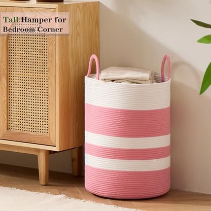 Pink Hamper for Nursery Baby Girls Laundry Basket 80L Large - color: Pink
