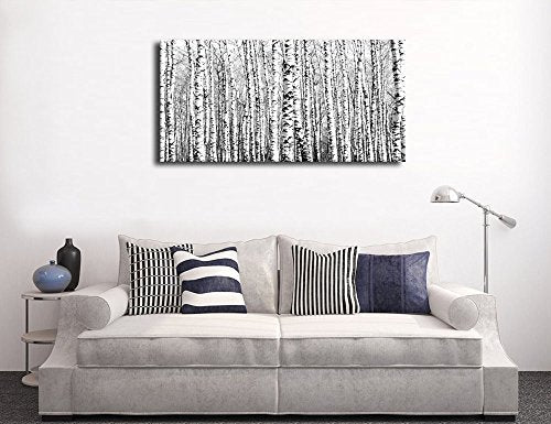 arteWOODS Birch Forest Canvas Wall Art for Living Room Wall Decor, Birch Woods Nature Pictures, Black and White Trees Canvas Painting Artwork, Bedroom Home Office Wall Decorations, 20x40in - color: White Birch Forest, size: 40"L x 20"W