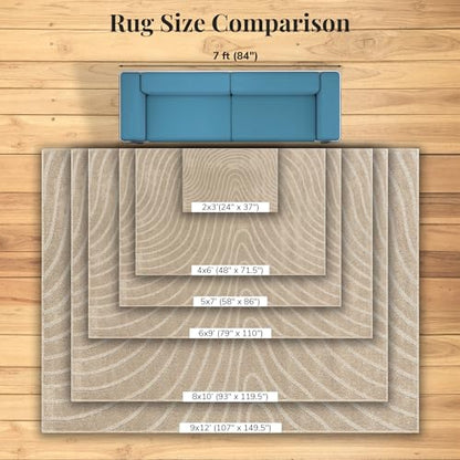 LUXE WEAVERS Modern Geometric Wave Beige 4x6 Area Rug - color: Beige, size: 4' x 6' (Rectangular)