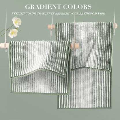 BSICPRO Bathroom Rugs Sets 2 Piece, Non Slip Bath Mats, Greyish Green - color: Greyish Green, size: 20" x 32" Plus 16" x 24"