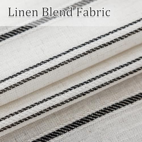 MYSKY HOME Linen Curtains for Bedroom Black Striped 72 Inches Long 2 Panels - color: Black, size: 50"W x 72"L (Pack of 2)