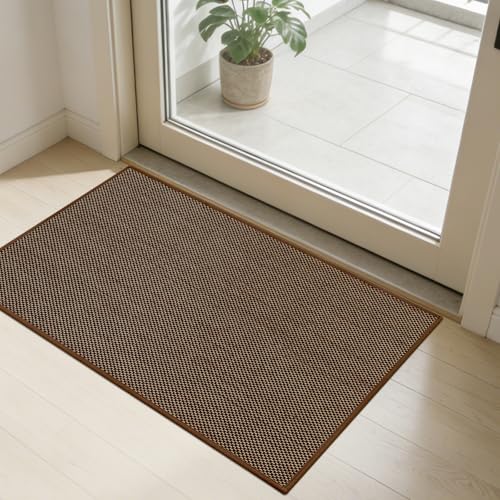 SMILOOL Front Door Mat Indoor Entrance, 20" x 32" Non-Slip Inside Door Mats for Entryway, Dirt Resistant and Absorbent Washable Doormat, Low Profile Entry Way Doormats for Patio, Porch, Dark Brown - color: Dark Brown, size: 20x32 inch