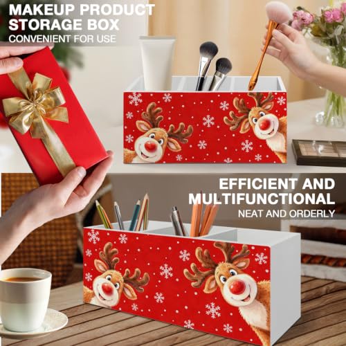 Red Christmas Reindeer Pen Pencil Holder Organizer for Desk - color: Reindeer
