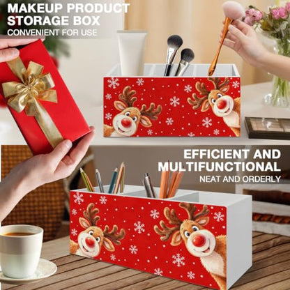 Red Christmas Reindeer Pen Pencil Holder Organizer for Desk - color: Reindeer