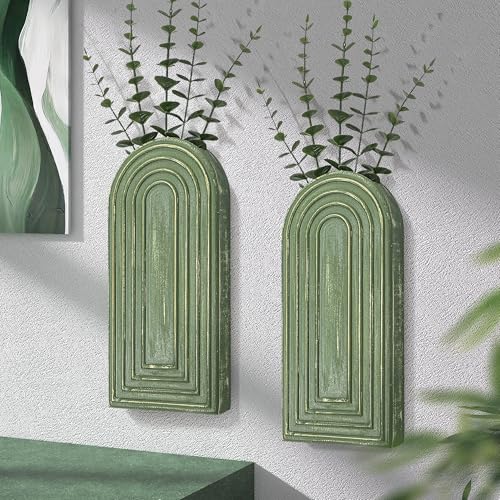 EOSAHR Wall Vase for Flower: Wall Planter Holder for Boho Wall Decor, Green - color: Green