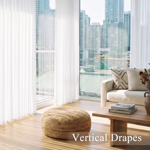 PONY DANCE 4 Panels White Sheer Curtains 90 Inches Long, W 42" x L 90" - color: White, size: 42"W x 90"L (Pack of 4)