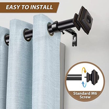 KAMANINA Square Finials for Curtain Rods 1 and 7/8 Inch, Set of 2, Black - color: Black
