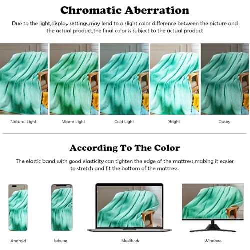 NEWCOSPLAY Fleece Leaves Pattern Twin Blanket, Aqua, 60"x80" - color: Aqua, size: Twin(60"x80")