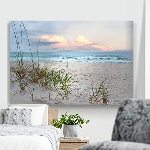 Renditions Gallery Home Wall Art Pictures Sunset View at Calm White Sandy Beach Canvas Hanging Prints for Living Room Office Walls - 12"X18" LT08 - color: Beach Driftwood, size: 18"L x 12"W