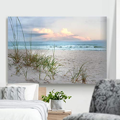 Renditions Gallery Home Wall Art Pictures Sunset View at Calm White Sandy Beach Canvas Hanging Prints for Living Room Office Walls - 12"X18" LT08 - color: Beach Driftwood, size: 18"L x 12"W