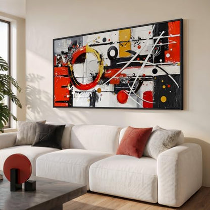 Large Framed Black White Gold Abstract Wall Art for Living Room, 60x30 In - color: Black White Red A, size: 60"L x 30"W