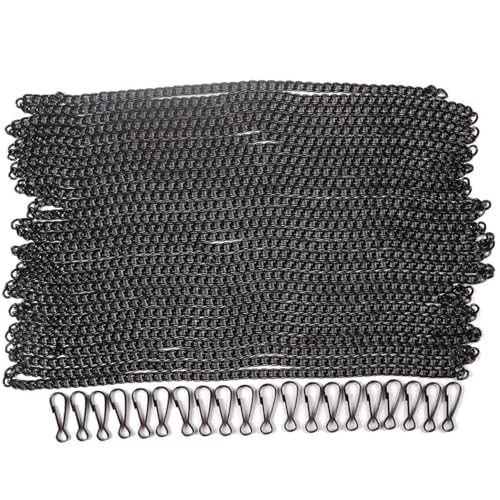 Bieye Chain006 32.8ft Black Metal Chain Roll with 20 Safety Hooks - size: Black 32.8ft Long