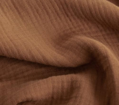 FOSSA Muslin Blanket 4-Layer 100% Cotton Gauze Blanket with Fringe 50"x60" - color: Dark Orange, size: Throw (60" × 50")