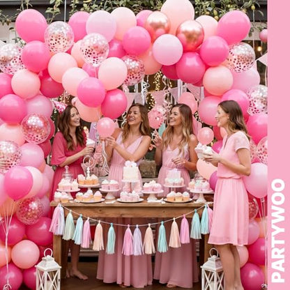 PartyWoo Hot Pink Balloons 66pcs 12 Inch Magenta Fuchsia Latex Balloons - color: Pink-3314