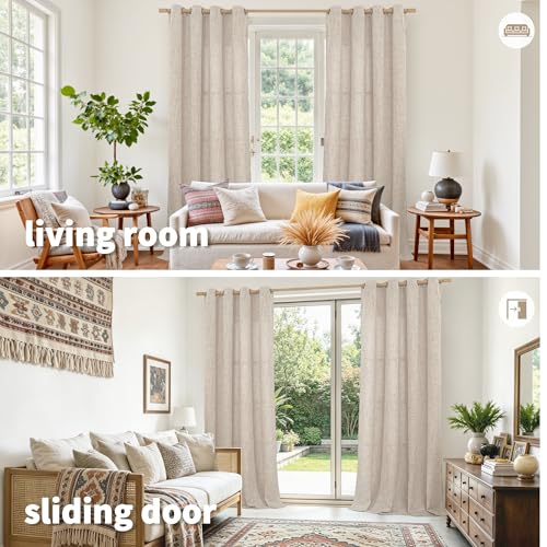 YoungsTex Linen Curtains 52 x 98 Inch 2 Panels, Filtering Drapes Grommet - color: Natural, size: 52"W x 98"L (Pack of 2)