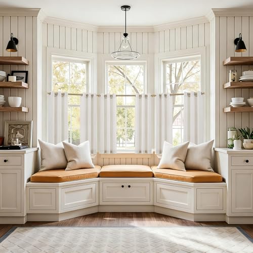 Jowels Natural Linen Grommet Curtains 24 Inch Long 2 Panels for Kitchen - color: Natural, size: 30"W x 24"L (Pack of 2)