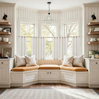 Jowels Natural Linen Grommet Curtains 24 Inch Long 2 Panels for Kitchen - color: Natural, size: 30"W x 24"L (Pack of 2)