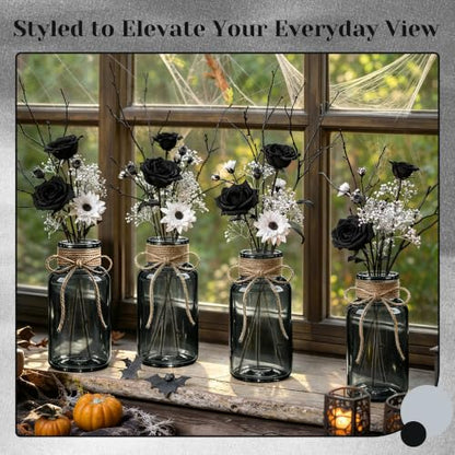 Mason Jar Glass Vases 6 Pack, Black Flower Vase for Centerpieces - color: Black