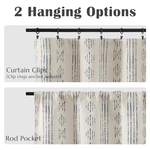 jinchan Striped Window Valance 16 Inch Modern Boho 1 Panel Blue on Beige - color: Boho| Blue on Beige, size: 52"W x 16"L (Pack of 1)