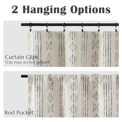 jinchan Striped Window Valance 16 Inch Modern Boho 1 Panel Blue on Beige - color: Boho| Blue on Beige, size: 52"W x 16"L (Pack of 1)