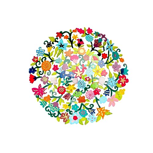 Emanuel Yair Decorative Metal Fruit Bowl | Vibrant Hand Painted Bowl | Hangable Centerpiece for Home Decor and Gifting | Judaica Art (14 inch, Flowers) - color: Flowers, size: 14 inch