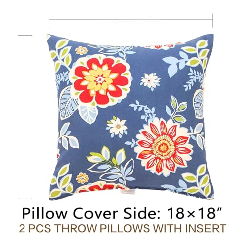 JMGBird Outdoor Accent Pillows Outdoor Pillow Covers 18x18 Waterproof - color: A-blue With Flower