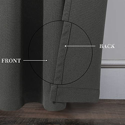Charcoal Grey 100% Blackout Linen Burlap Curtains 90 Inches Long 2 Panels for Bedroom, Modern Farmhouse Full Black Out Room Darkening Thermal Insulated Window Curtain Panels W50 x L90 Inch Length - color: Charcoal Grey, size: 50"W x 90"L (Pack of 2)