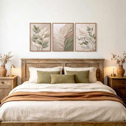 CHDITB Textured Sage Green Leaf Framed Wall Art, Botanical Relief Painting - color: 3d Leaf