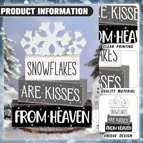 Yousoontic 4 Pcs Winter Snowflakes Figurines Set, Rustic Farmhouse Decor - style: Snowflakes