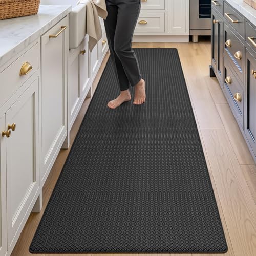 DEXI Kitchen Floor Mats Cushioned Anti Fatigue, 23x86 Non Slip Runner Rug - color: 2-black, size: 86"l X 23"w X 0.4"th