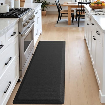DEXI Anti Fatigue Kitchen Mat Cushioned, 20x60 Waterproof Runner Rug Black - color: Black, size: 60"L x 20"W x 0.9"Th
