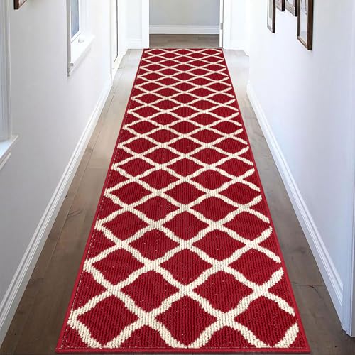 SHACOS Red Runner Rug 2x8 ft Washable Non Slip Low Pile Entryway Rug Runner - color: Red, size: 2' x 8'
