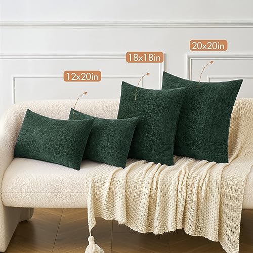 MIULEE Soft Chenille Throw Pillow Covers Green 16x16 Inch Pack of 2 - color: Green, size: 16" x 16" (Pack of 2)