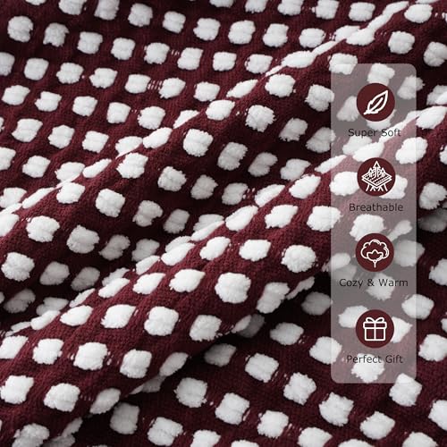 Battilo Throw Blanket for Couch, Red Textured Dot Throw Blankets, 50"x60" - color: Red Dot, size: 50"x60"