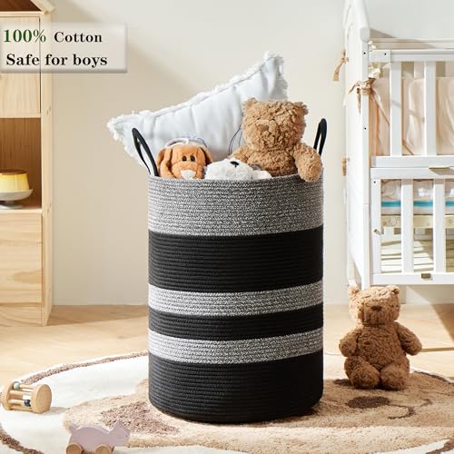 80L Large Black Laundry Hamper Tall Woven Laundry Basket - color: Black