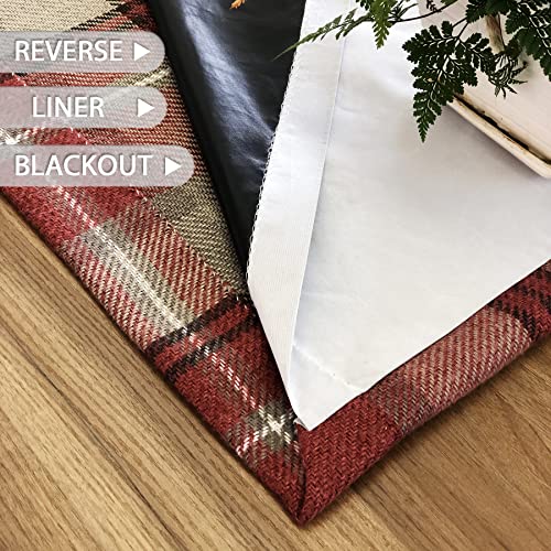 always4u Plaid Curtains 100% Blackout Thermal Energy Saving Drapes for Bedroom Woolen Look Farmhouse Living Room Curtains 2 Panels 45 * 63 Burgundy Red - color: Burgundy Red, size: 45"W x 63"L (Pack of 2)