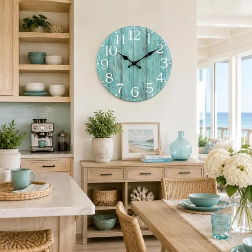 14 Inch Wall Clock, Silent Battery Operated Analog Clock, Teal - color: C-teal, size: 14"