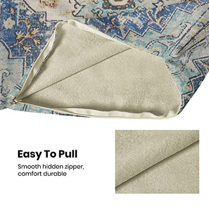 Blue Yellow Carpet Pattern Boho Pillow Covers 16x16 Set of 2 - color: Boho-6, size: 16" x 16" (Pack of 2)