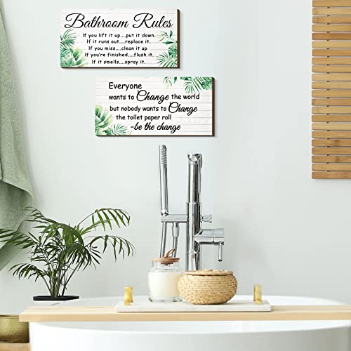 Jetec 2 Pcs Funny Bathroom Signs Wall Decor Farmhouse,Leaves Style - style: Leaves Style