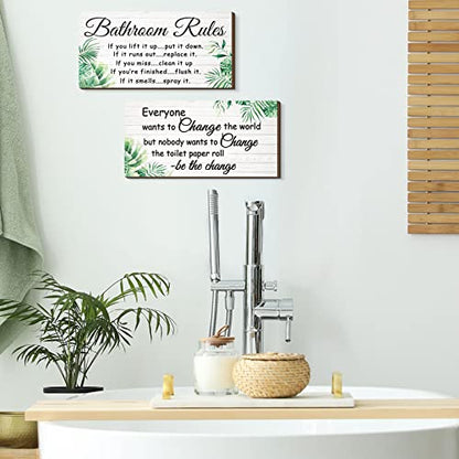Jetec 2 Pcs Funny Bathroom Signs Wall Decor Farmhouse,Leaves Style - style: Leaves Style