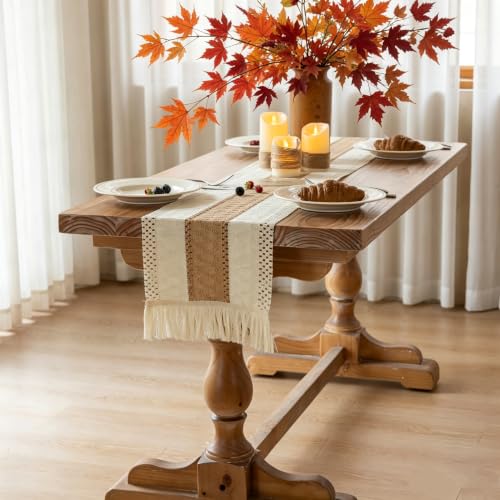 Keketoarrange Boho Macrame Table Runner 12x72 Inch - color: Beige Brown, size: 72"L